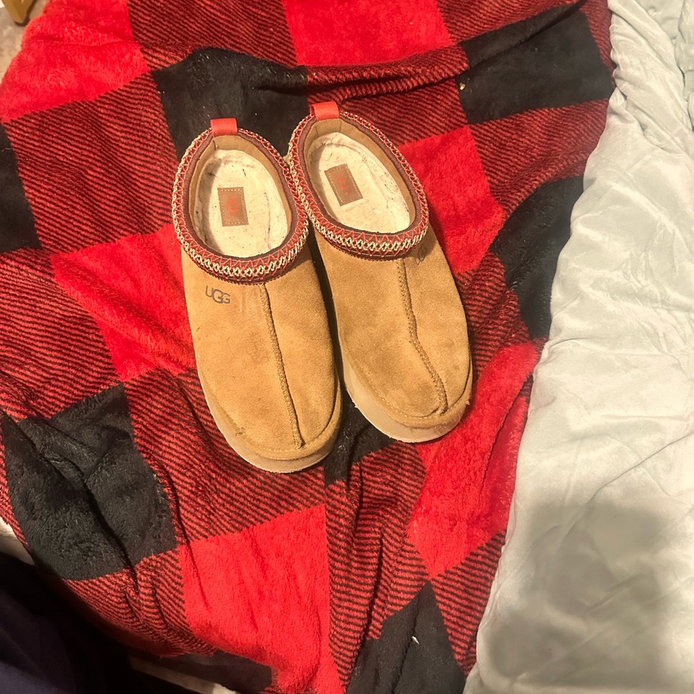UGG Brown Suede Footwear with Red Trim